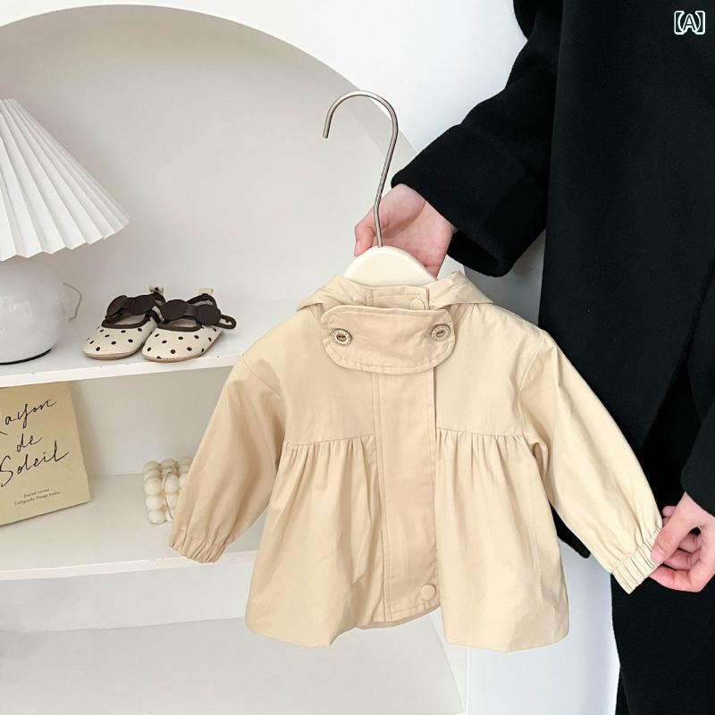 ジャケット ベビー 女の子 フード コットン 長袖 春秋 カジュアル かわいい 短丈 普段使い シンプル ユニカラー 柔らかい ラウンドネック ジッパー スタイ...