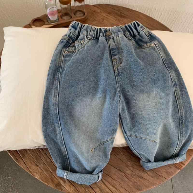 デニムパンツ 男の子 女の子 キッズ 秋 春秋 カジュアル ロングパンツ 綿 ミッドライズ ゴムウエスト ..