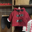 コート 男の子 女の子 ベビー キッズ 冬 赤 クリスマス お正月 かわいい おしゃれ 厚手 暖か フード 長袖 中長丈 綿入り 合成繊維 柔らかい トレンド ...