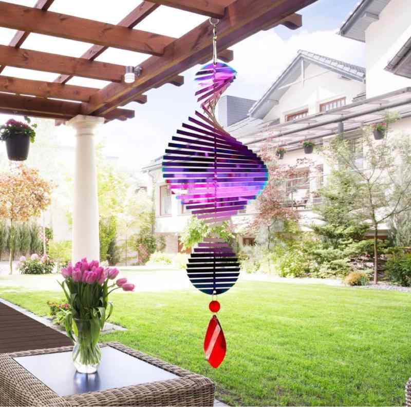 インテリア 吊り下げ 金属 3D 回転 掛飾り 七色 グラデーション ダブル ミラー エッチング加工 オール..