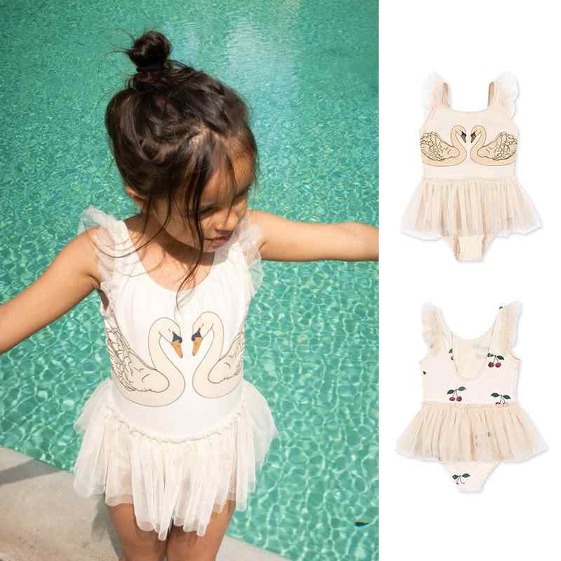 ワンピース水着 女の子 ノースリーブ 速乾 UVカット 夏 かわいい スカート 花柄 カートゥーン柄 ポリエステル プール 海水浴