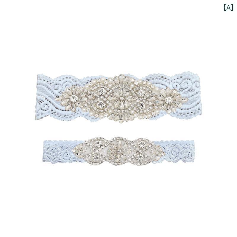 ウェディングガーター レディース レース ラインストーン ジュエリー 白 ゴールド ローズゴールド 花嫁 ブライドメイド 脚飾り 結婚式 アクセサリー かわいい