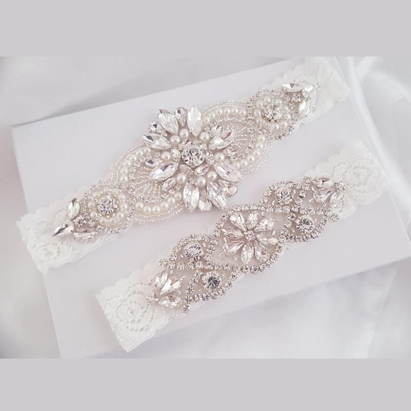 ガーター レディース レース ラインストーン 脚飾り ウェディング パーティー 結婚式 舞踏会 銀 白 ヌード ポリエステル 欧米風 かわいい アクセサリー ストラップ ガーターベルト