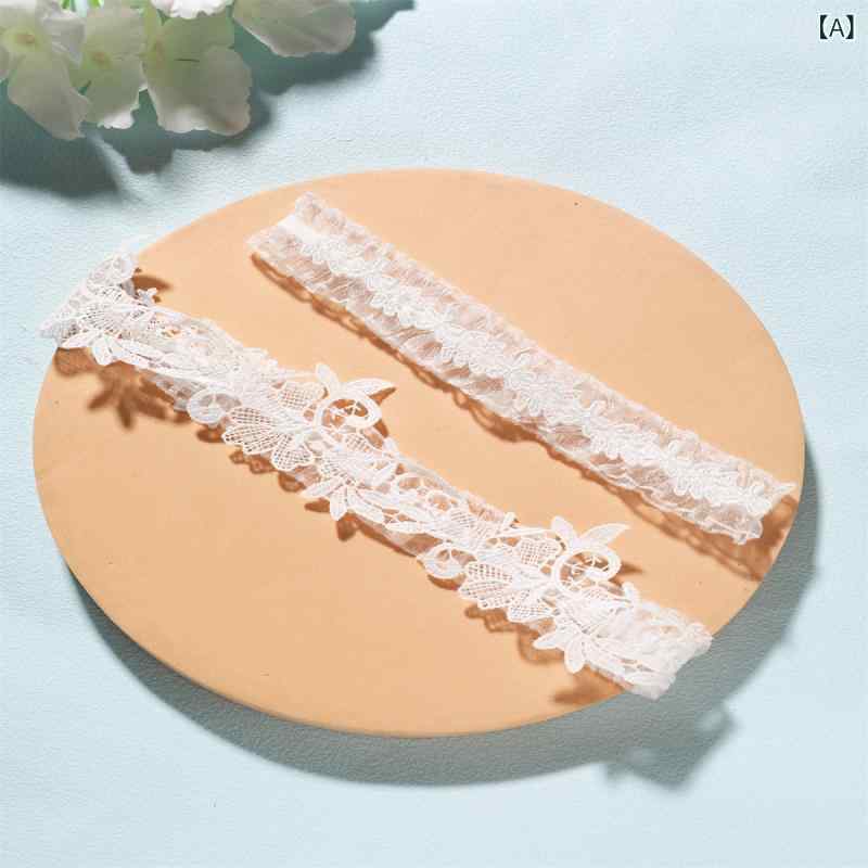 ウェディング ガーター レディース レース フリル 透け感 伸縮性 白 ポリエステル 結婚式 新婦 ペア セット かわいい おしゃれ ブライダル アクセサリー 欧米風