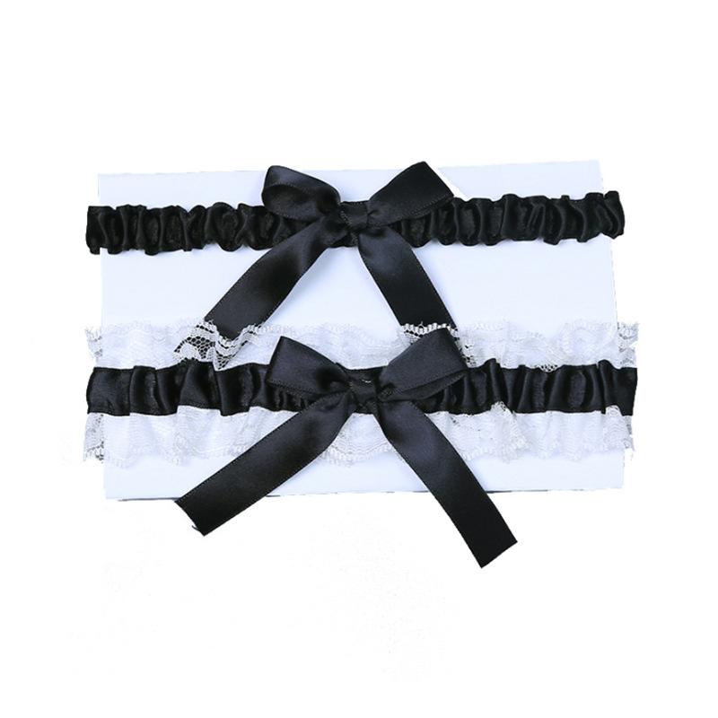 花嫁ガーター レディース 黒 蝶結び リボン セクシー レース レッグバンド ストッキングガーター 結婚式 ブライダル アクセサリー 布製 シンプル 欧米風 脚飾り 婚礼用品
