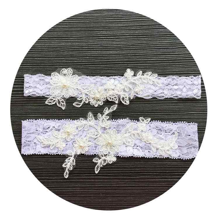 ガーター レディース レース 花柄 刺繍 白 太もも リング セクシー ストッキング サスペンダー 結婚式 ..