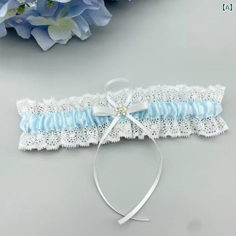 ガーター レディース 伸縮性 レース ウェディング アクセサリー 脚飾り 吊りストッキング 結婚式 ライトブルー ピンク ホワイト