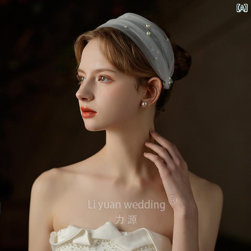 ヘアバンド レディース パール ビーズ レース リボン 星形 エレガント 夢幻 仙気 結婚式 ブライダル 旅..