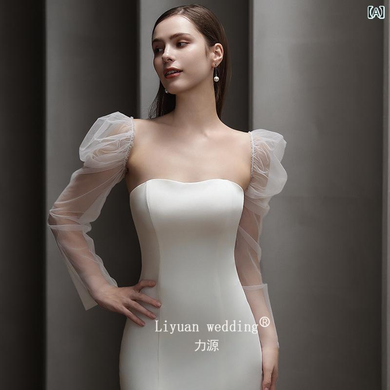 アームカバー レディース 薄手チュール 透明 ロング アイボリー 白 UVカット 日焼け防止 新婦 撮影用 ..