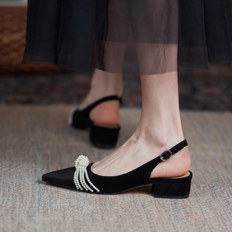 サンダル レディース プリンセス ポインテッドトゥ バタフライボウ シングルストラップ ビーズ ライン..