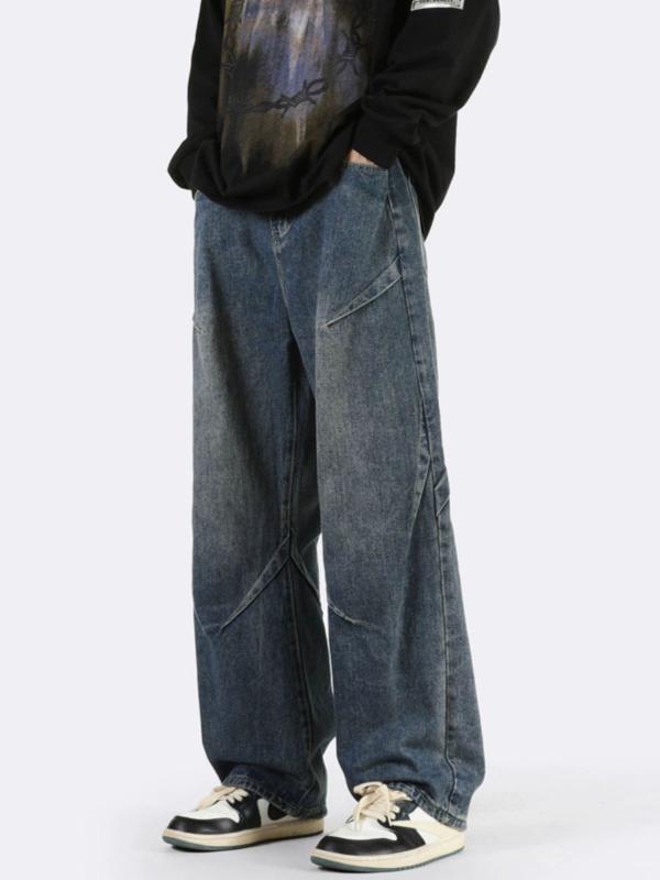 ・カテゴリ: デニムパンツ・スタイル: ・: ベーシック・シルエット: ルーズ・丈: ロング・ウエスト: ミッドライズ・フロント: ボタン・厚み: ミディアム・素材: デニム・主素材: 綿56%・用途: 日常・ディテール: 明線ステッチ・伸縮性: 微弾力・裾: ストレート・加工: 水洗、ノンアイロン・カラー展開: ブラック、ブルー・サイズ展開: S、M、L、XL、XXL、XXXL・対象: 成人・性別: メンズ