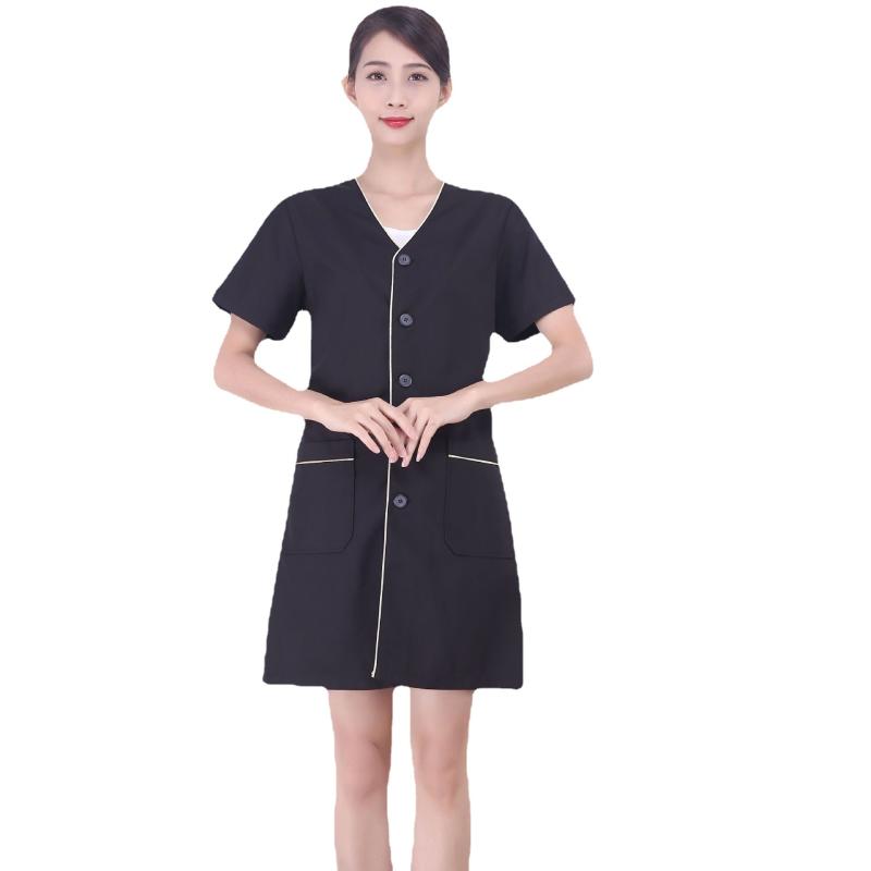 白衣 女性 美容師 ユニフォーム 美容院 ネイルサロン 高級感 オールシーズン 防汚 防油 ポリエステル V..