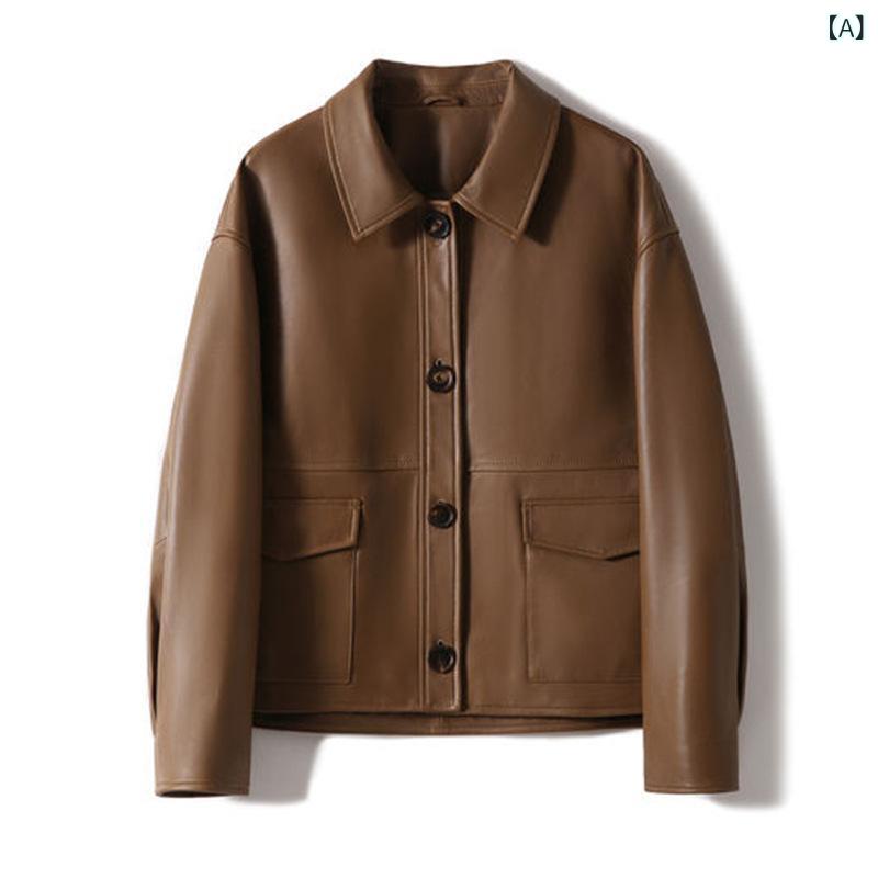 革ジャケット レディース ショート ライダース ラペル 立体ポケット 秋 通勤 エレガント スリム 長袖 アウター 合成皮革 コットン 花栗 黒