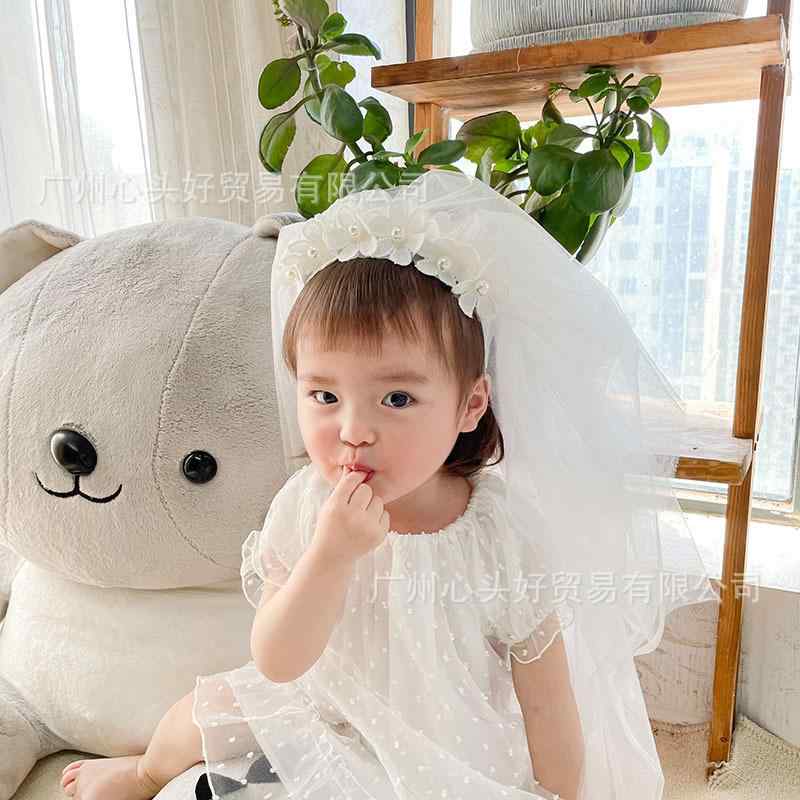 ヘアバンド 女の子 子供 誕生日 パーティー フラワーチャイルド アクセサリー パール 花 ベール かわい..