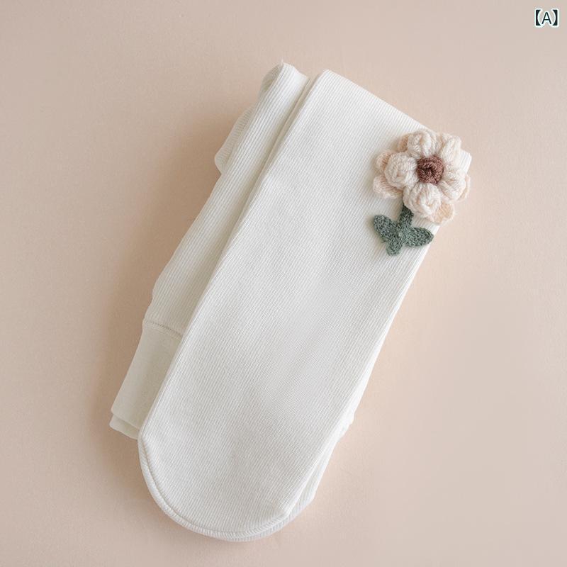 女の子 レギンス ハイウエスト 厚手 暖かい ソフト磨毛 細い縞柄 フラワー柄 秋冬 コットン 通気 吸汗 白 ベージュ 黒 かわいい リボン 普段使い 外出