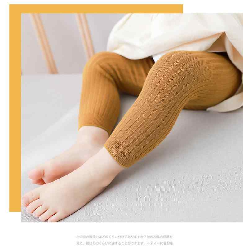 タイツ 女の子 ベビー 幼児 1~3歳 9分丈 インナー 幅広縦ストライプ コーマ綿 通気...