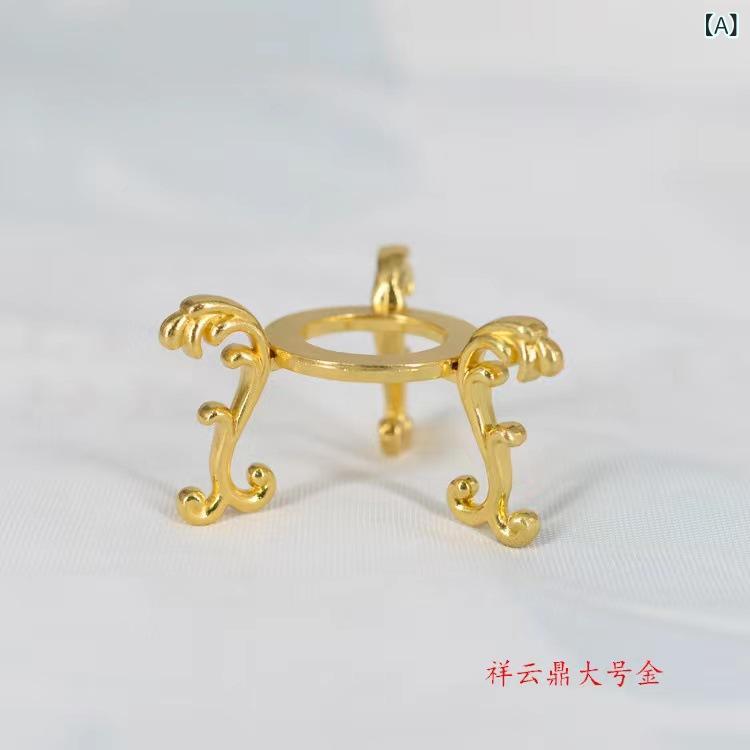 置物 水晶球 金属ベース 祥雲モチーフ モダン シンプル 電気メッキ加工 リビング ディスプレイ 三角スタンド 石底托 金 ローズゴールド ブラック オールシーズン インテリア おしゃれ 展示用の商品画像 2