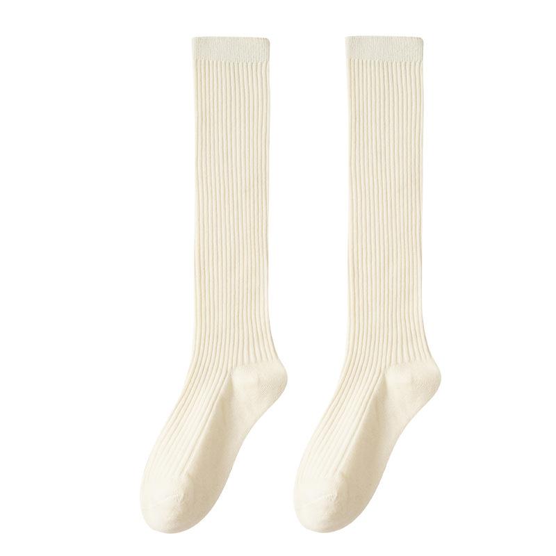 長筒ソックス 男の子 女の子 綿素材 膝上 ストライプ柄 無地柄 アルファベット柄 刺繍 双針加工 ジャカード織 オールシーズン キッズ スクールスタイル 日韓トレンド グレー 黒 ホワイト 学校 普段使い かわいい