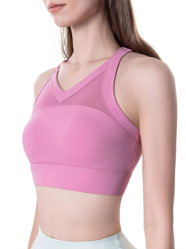 スポーツブラ レディース 衝撃吸収 通気性 大胸 ヨガ タンクトップ 一体式 メッシュ ランニング トレーニング フィットネス ナイロン スパンデックス オールシーズン ラベンダー ピンク 黒