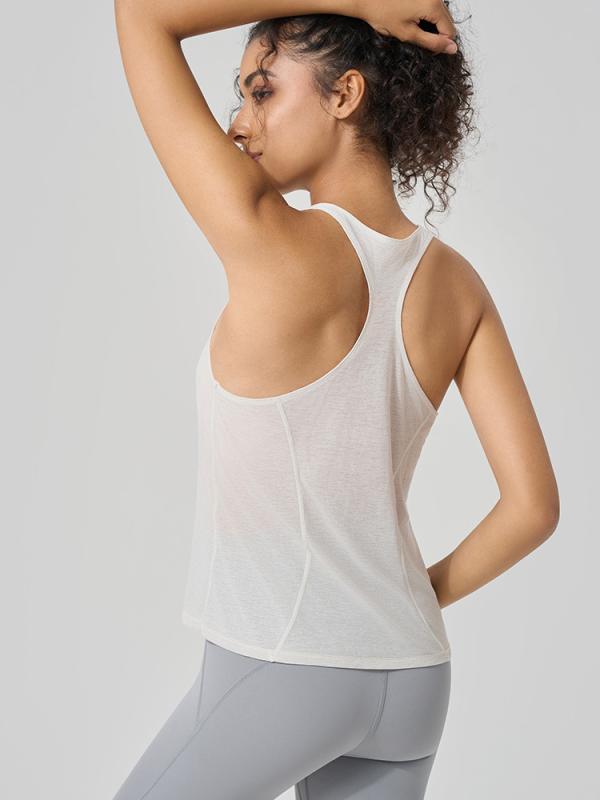 ヨガタンクトップ レディース 夏 薄手 メッシュ 透気 速乾 ノースリーブ ゆったり ヒップ丈 ポリエステル 高級感 フィットネス アウトドア スポーツ ブラック ブルー ピンク