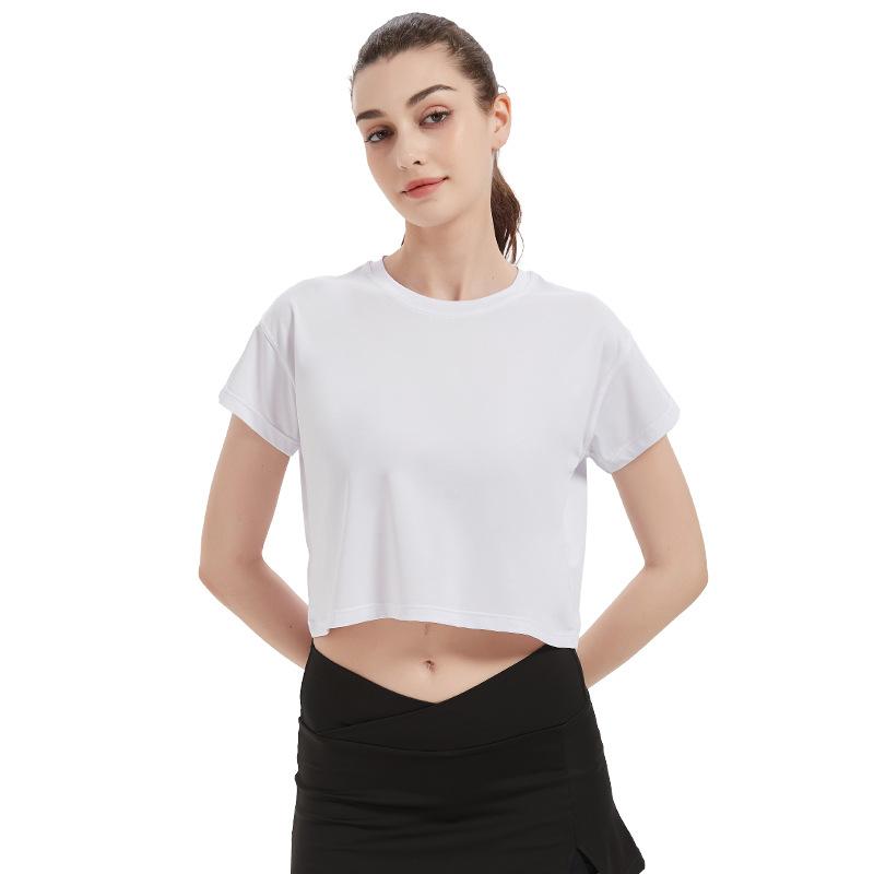 Wear - Tシャツ レディース ヨガ 半袖 ゆったり 大きめ 吸湿速乾 ポリエステル ストレッチ オールシーズン ランニング フィットネス トレーニング トップス 普段使い 黒 白 ピンク