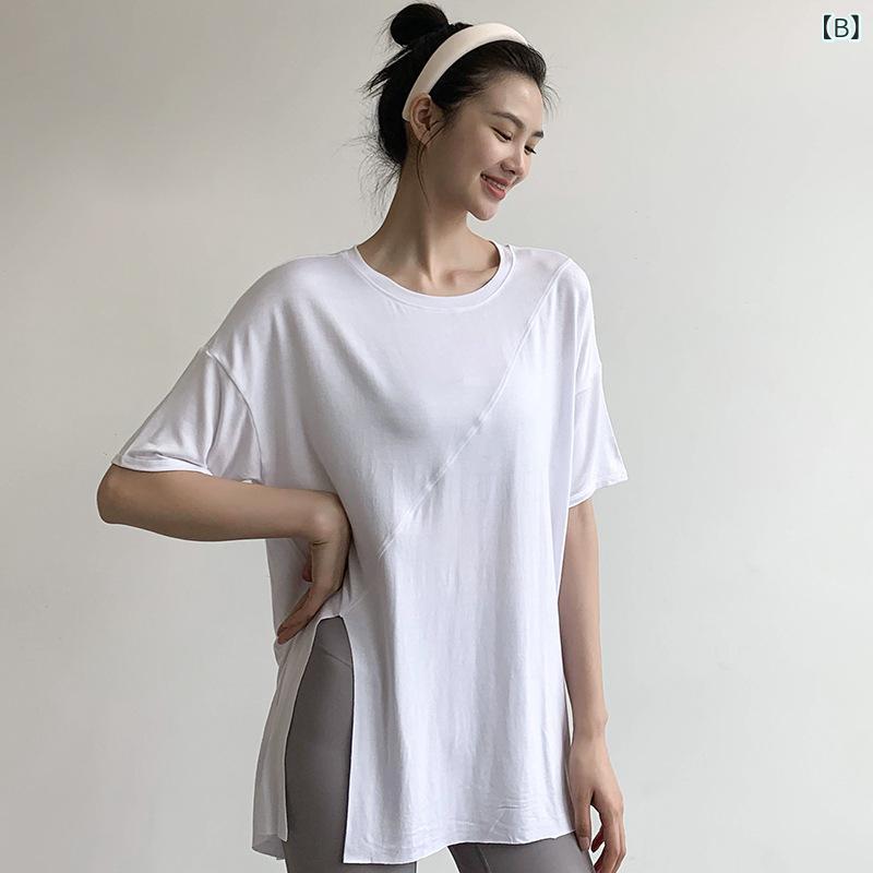 ヨガ Tシャツ 半袖 ゆったり モダール 速乾 薄手 トレーニング フィットネス 夏 黒...