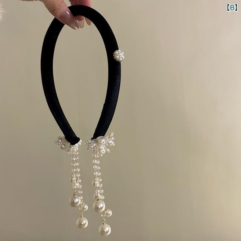 ヘアバンド メンズ レディース レトロ ベルベット タッセル フリンジ 飾り 古風 高...