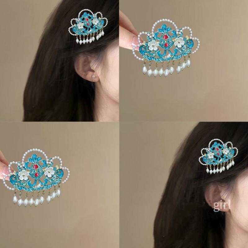 ・カテゴリ: ヘアアクセサリー・スタイル: シンプル、古風・素材: 合金・仕上げ: メッキ・タイプ: サイドクリップ・カラー: 雲霧小簪・モチーフ: 花・対象: 女性