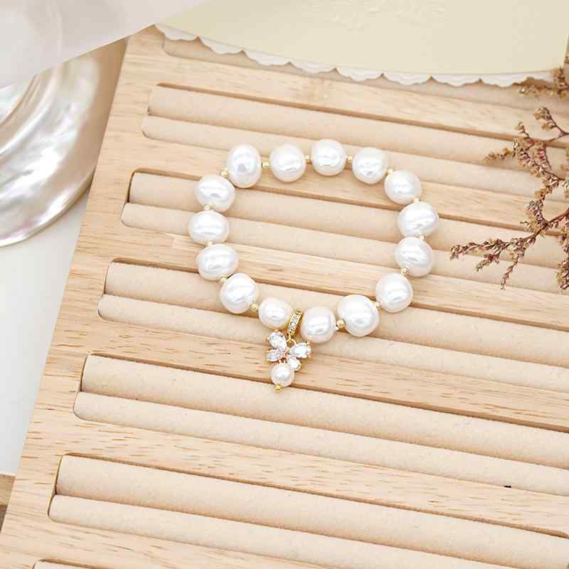 ブレスレット メンズ レディース 白 シェルパール ハート シンプル 高級感 ジルコニア レトロ 韓国 夏 アクセサリー 普段使い 学生 かわいい