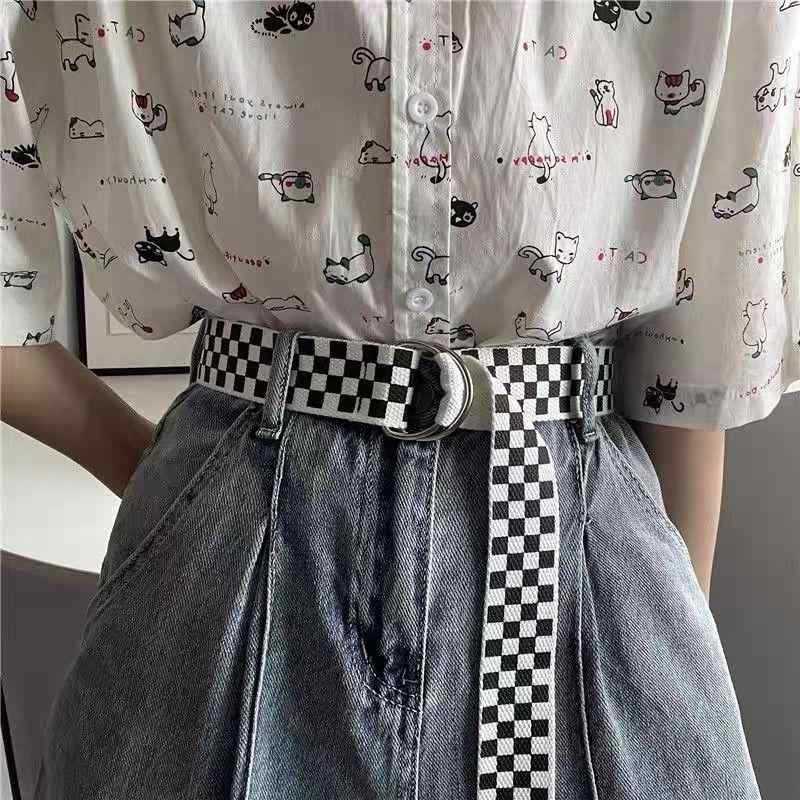 ベルト メンズ レディース キャンバス ワイド カジュアル 自動バックル アウトドア 普段使い 学生 青年 ワーク 格子柄 白 黒 合金 春