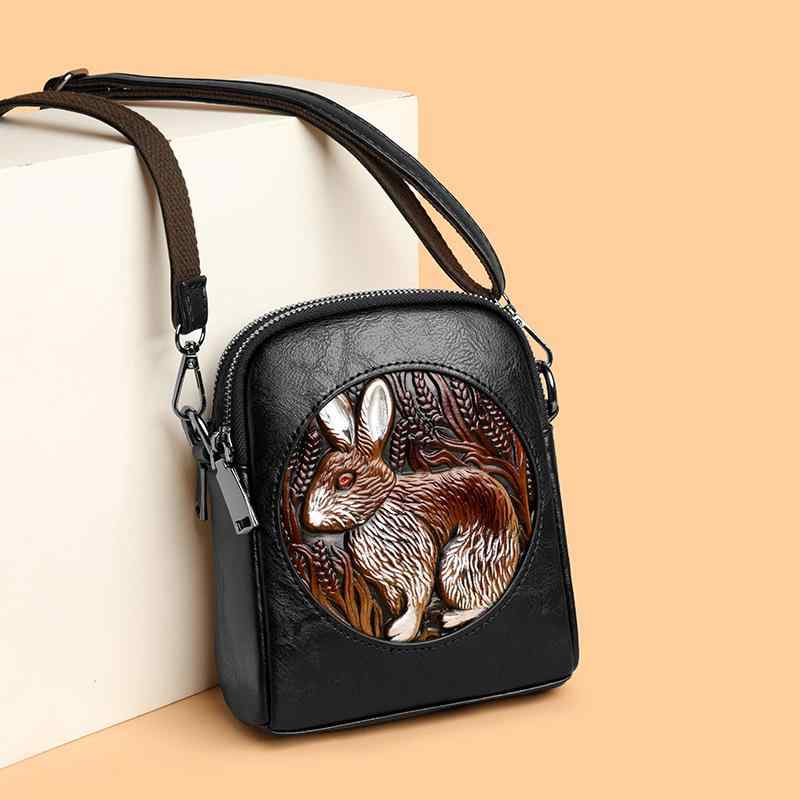 ショルダーバッグ レディース 小型 方型 合成皮革 欧米風 レトロ ステッチ 切り替え ジッパー 携帯ポケット シングルストラップ 中程度柔らか 普段使い 春 黒 赤 緑 高級感