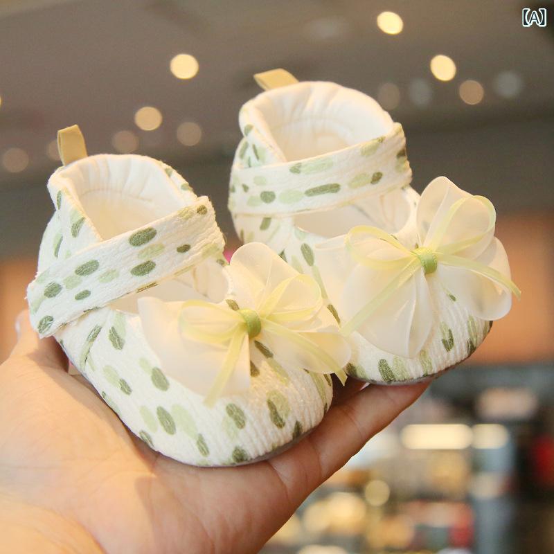 プリンセスシューズ 女の子 ベビー 春 メッシュ 柔らか底 防滑 点膠底 ピンク グリーン カジュアル 歩..