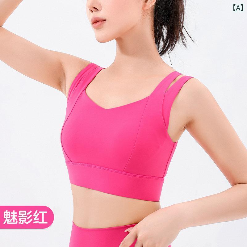 スポーツブラ レディース フルカバー 衝撃吸収 脇肉補正 フェイクツーピース 美背 ...