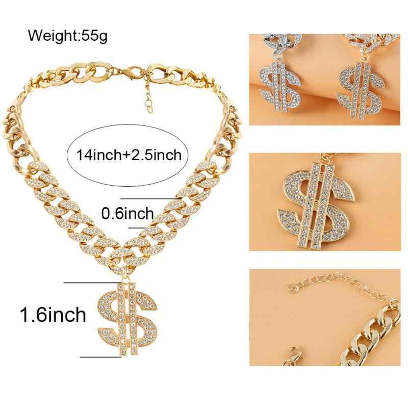 ネックレス メンズ レディース 欧米風 派手 レトロ ラインストーン インレイ キューバチェーン 鎖骨チ..