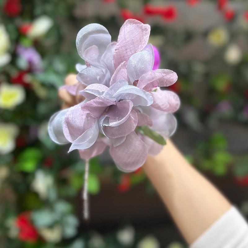 ヘアクリップ レディース ドライフラワー バラ かわいい 紫 春 韓国 樹脂 ヘアアクセサリー 後頭部 アップヘア レースネット グリップ 爽やか 甘め 普段使い