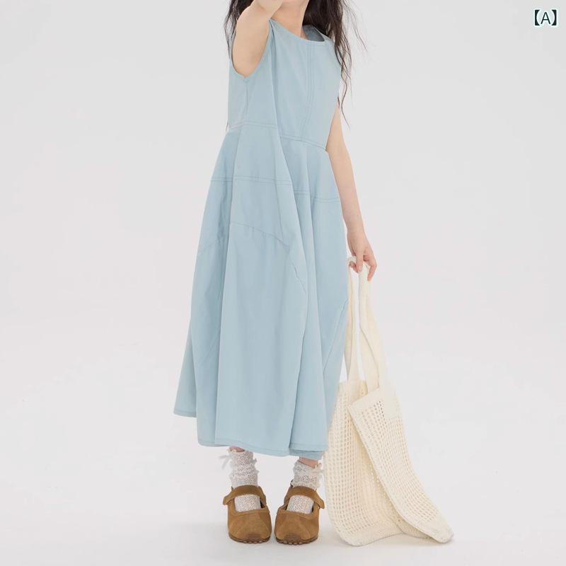 ワンピース 女の子 夏 キャミソール ノースリーブ フレンチスタイル 綿 柔らかい素...