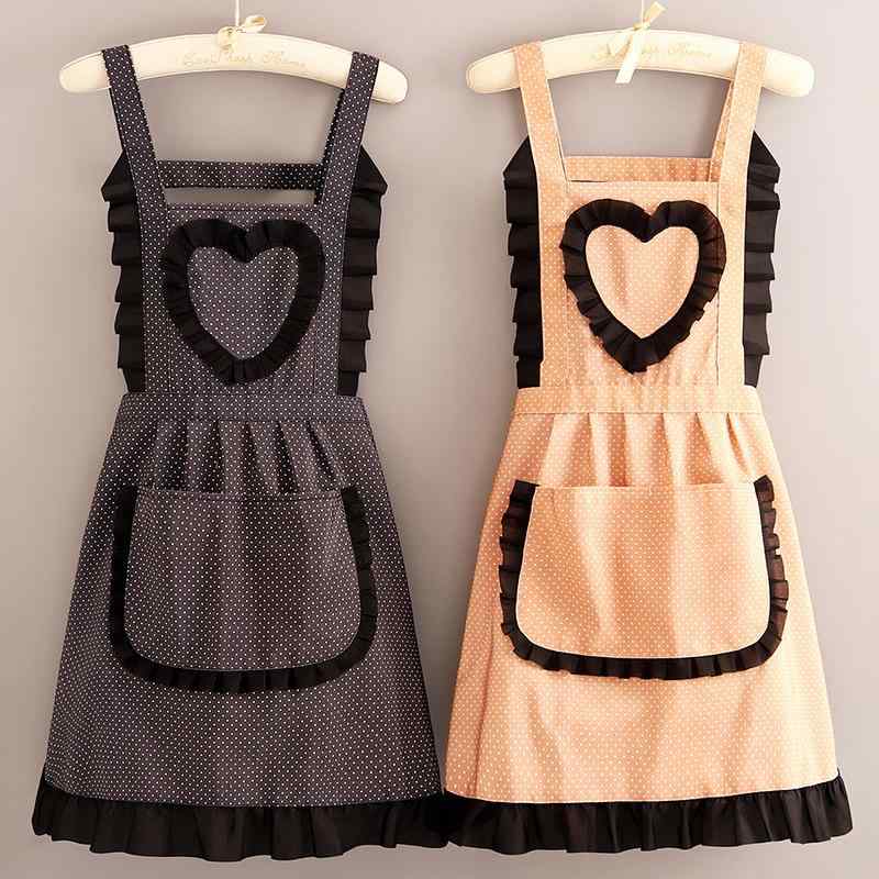 Gingham Aprons - 腰エプロン レディース キャンバス素材 ノースリーブ 夏向け 薄手 韓国 プリンセス ドット柄 ブラック ベージュ ピンク 家庭 キッチン 普段使い ファッション かわいい 汚れ防止 耐摩耗