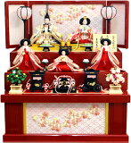 【雛人形 送料無料】吉徳大光　伝統紋様裂地「御雛」五人 収納式三段飾り(606-112)ヤ