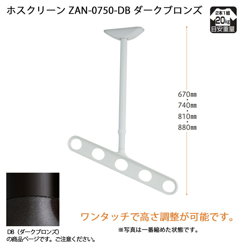 【川口技研】【軒天用物干し】【ベランダ天井】 ホスクリーン ZAN-0750-DB ダークブロンズ