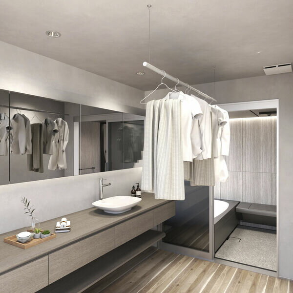 【天井吊り下げ物干し】【ワイヤー式】【物干し竿】【おしゃれ】ALCOLOLO ハンガーバー 900mm 1400mm 1800mm ホワイトシルバー ブラック