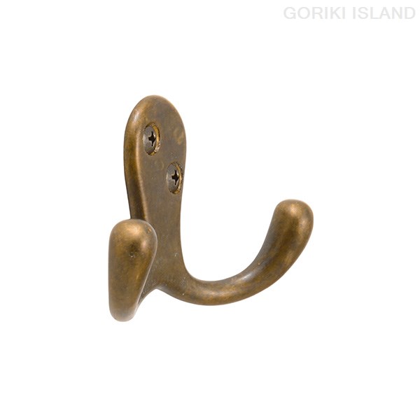 【ゴーリキアイランド】【アンティーク】【経年変化】熟成真鍮 フック ダブル 古銅 910026