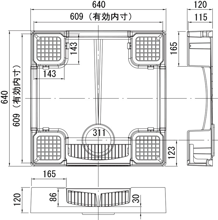 【テクノテック】セーフガードパン 中央穴 アイボリーホワイト ガード無 TPW640-CW1-GN[代引き不可][北海道、沖縄県、離島送り不可] 2