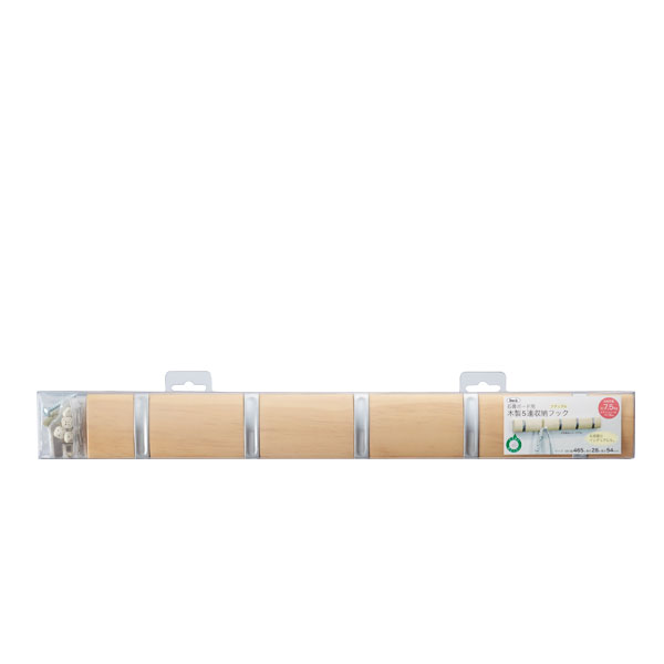 【光】石膏ボード用収納フック5連 ナチュラル KSFW-50