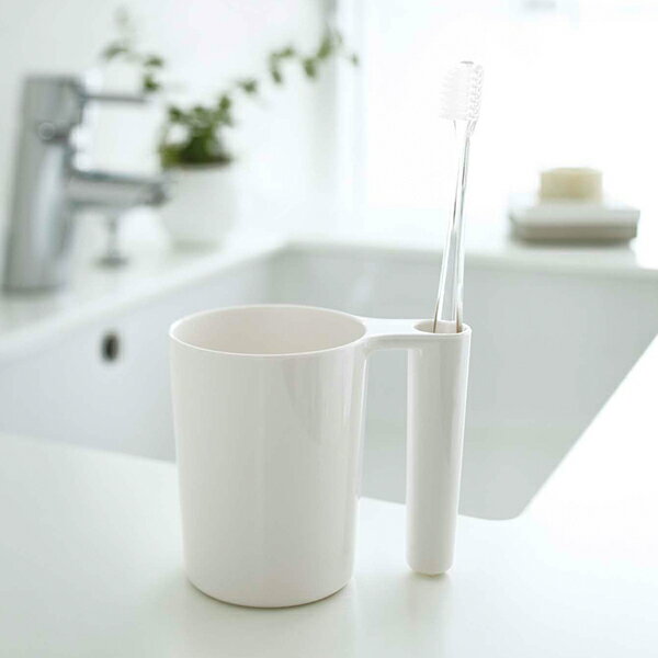 【ポイント5倍】【山崎実業】【MIST】タンブラー&トゥースブラシスタンド ミスト ホワイト 2216