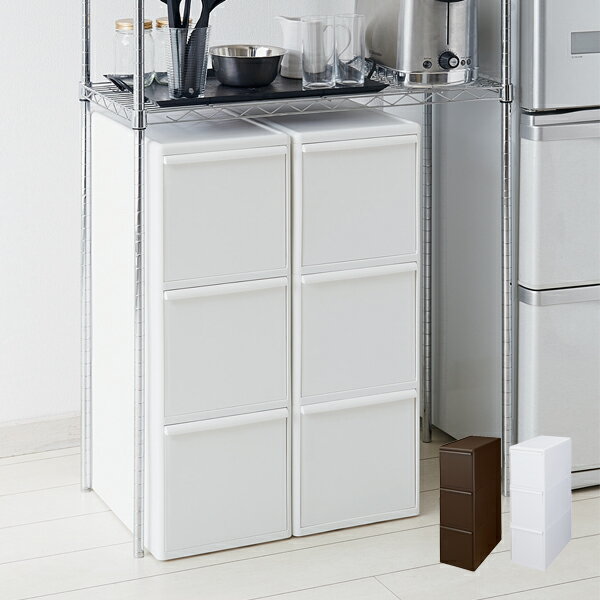 【ポイント10倍】【like it】【ゴミ箱】分別引出しステーション ワイド3段 BW-3 ホワイト [2]