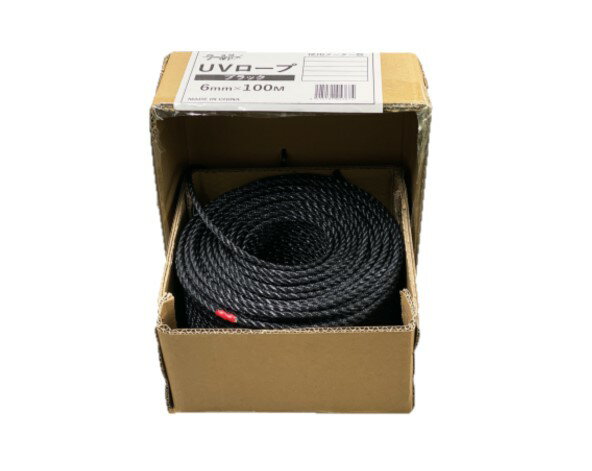 【在庫あり】【ワールド】 UVロープ φ6×100m ブラック