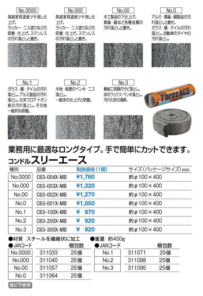 コンドル スリーエース NO.1 C63-100X-MB サイズφ100×400mm[CONDOR(コンドル)] [※代引不可]