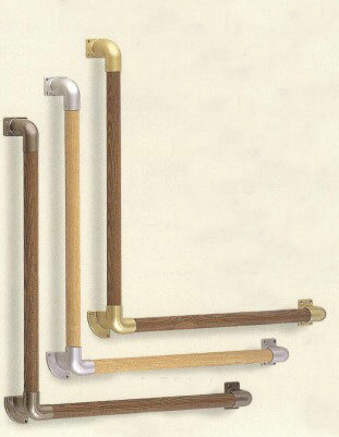  室内用補助手すり L形丸棒手すり シルバー・ライトオークφ32  br513a（数量：1）
