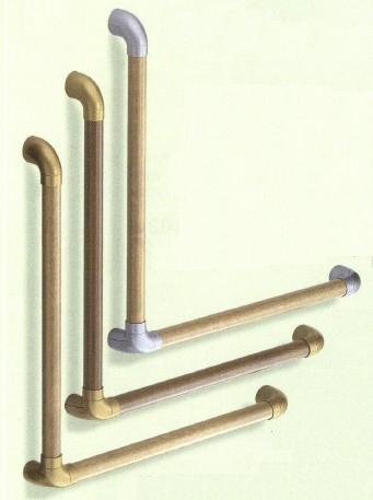 【シロクマ SHIROKUMA 白熊】 室内用補助手すり ユニバーサル手すりL形 シルバー・ライトオークφ35 [br-567-c] br567c（数量：1）