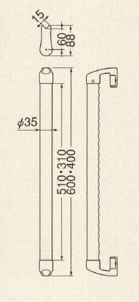 【シロクマ SHIROKUMA 白熊】 室内用補助手すり スリム出隅ディンプル手すり AG・Mオーク サイズ400φ35 [br-598-c-400] br598c400